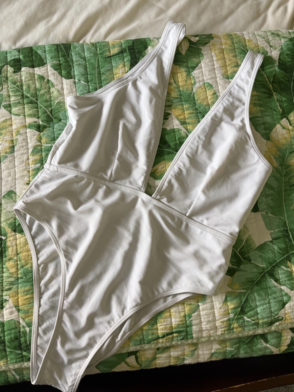 Zaful White Plunge One-Piece Swimsuit